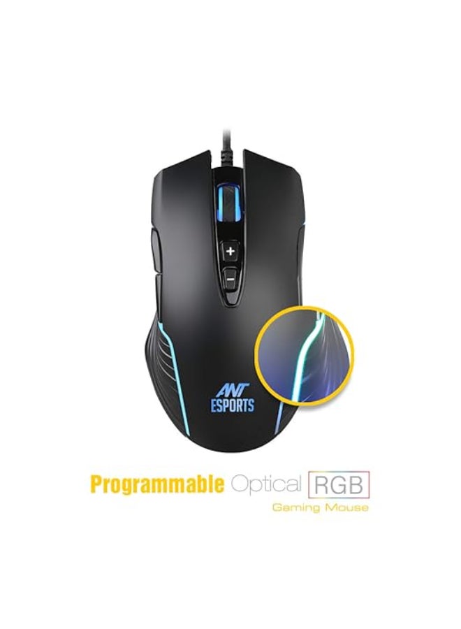 ANT Esports Renewed - GM500 RGB Wired Gaming Mouse | 6 DPI Sensitivity Level adjustments | Equipped with HUANO Mouse switches - Black - Image 5